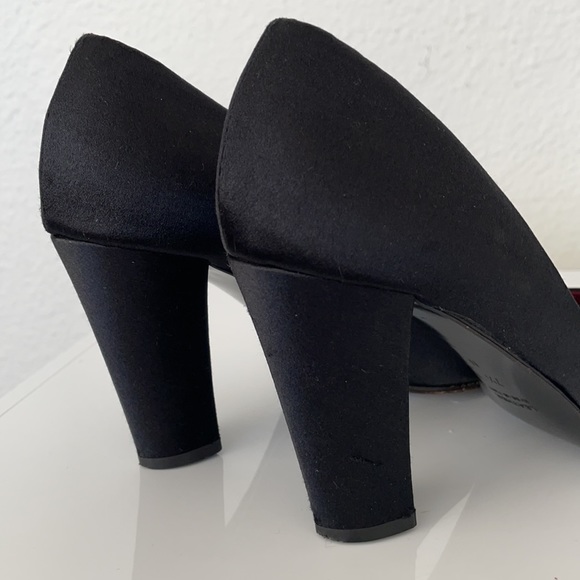 Vintage 90s YSL Silk Satin Square Peep Toe Pump - Picture 9 of 16